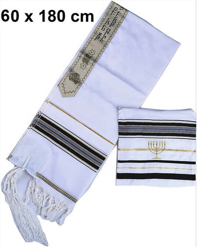 Talit ortodoxo Preto E Dourado 55x180 Cm - De Israel