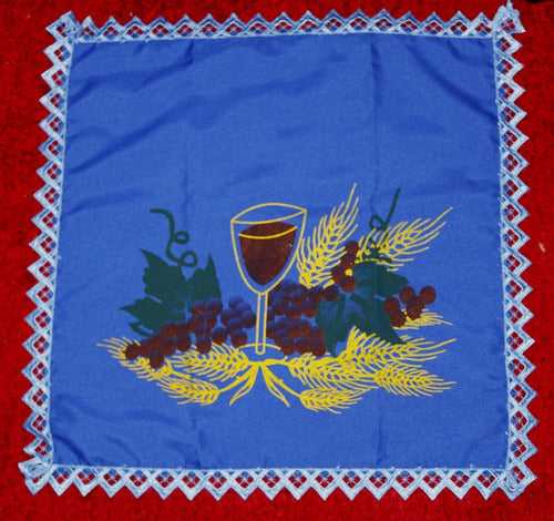 Kit 4 Peças De Toalhas De Decoração Para Santa Ceia Azul