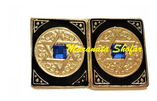 Prendedor De Talit Estrela De Davi C/ Zircônia Azul