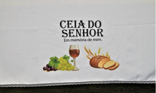 Kit 3 Peças De Toalhas De Decoração Para Santa Ceia Branca