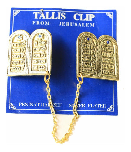 Prendedor De Talit De Niquel Tabuas Da Lei - De Israel