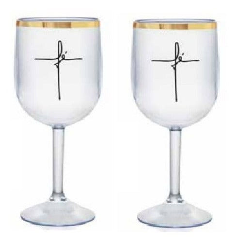 Kit 02 Taças Para Mesa De Santa Ceia Transparente Fé