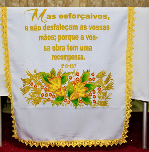Toalha De Púlpito Decoração Para Santa Ceia Branca