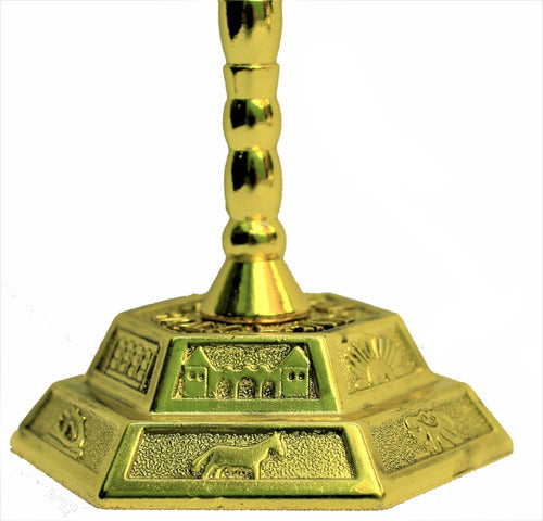 Candelabro Sete Pontas - Menorá 12 Tribos -16 Cm - De Israel