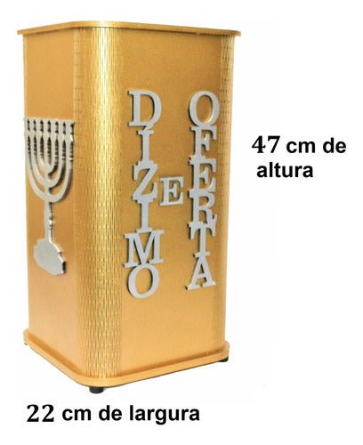Gazofilácio Dízimos E Ofertas Igreja Em Mdf Pintado Menorá
