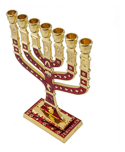 Candelabro Sete Pontas - Menora 12cm - 12 Tribos - De Israel - Dourada