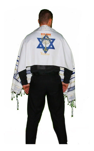 Talit Messiânico Azul Yeshua Jesus 55x180 Cm - De Israel