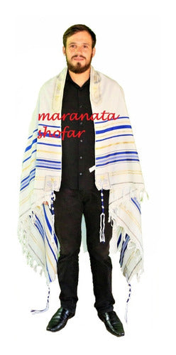 Talit Messiânico Gadol Jumbo Azul 135x180cm - De Israel - azul