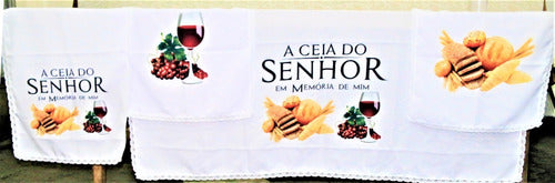 Kit 4 Peças De Toalhas De Decoração Para Santa Ceia Branca