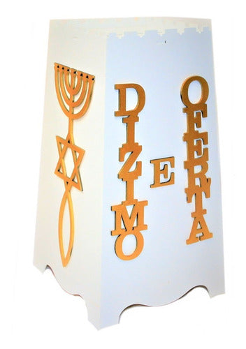 Gazofilácio Dízimo E Oferta Simb. Messiânico Igreja Em Mdf