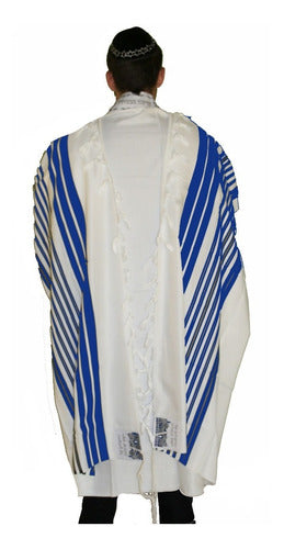 Talit Gadol Jumbo Azul 130 X 180cm- Ortodoxo - De Israel