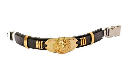 Pulseira De Couro Leão De Juda Verniz Gospel Regulável