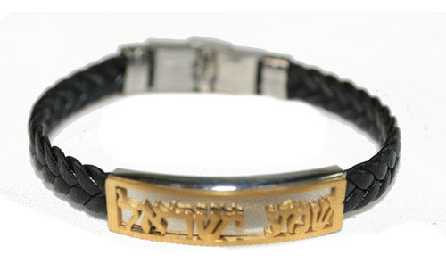 Pulseira Preta Com Escrita Em Hebraico Shema Israel