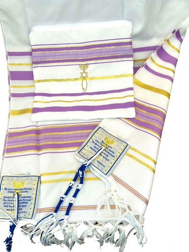 Talit Messiânico Lilas 60 X 180 Cm - Importado De Israel - Original