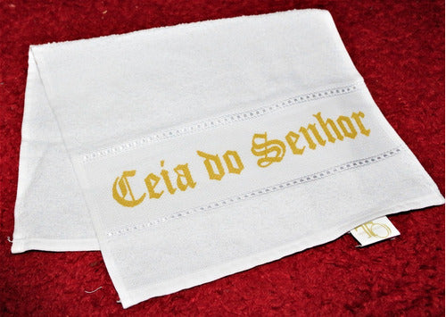 Toalha De Mão Santa Ceia Do Senhor 30 X 50 Cm Branca