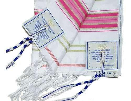 Talit  Rosa Messiânico - 55 X180 Cm - Original De Israel