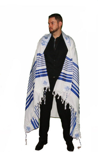 Talit Gadol Jumbo Azul 130 X 180cm- Ortodoxo - De Israel