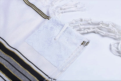 Talit Preto Com Dourado (grande) - Importado De Israel