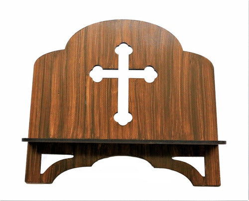 Suporte De Bíblia Madeira Grande Mdf Com Cruz