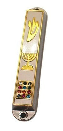 Mezuzá Judaico Luxo 8 Cm + Pergaminho  12 Tribos De Israel 2
