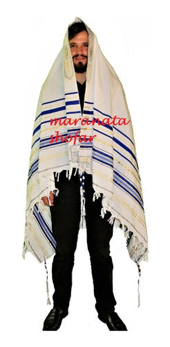 Talit Messiânico Gadol Jumbo Azul 135x180cm - De Israel - azul