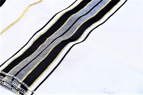 Talit ortodoxo Preto Com Dourado (grande) - Importado De Israel