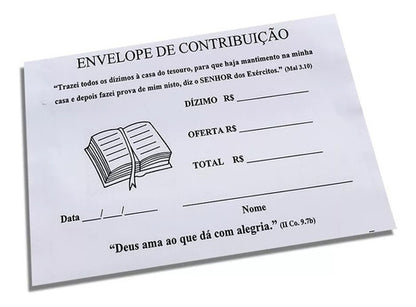 Envelope De Dízimo E Oferta Pacote C/100 Unidades # E8