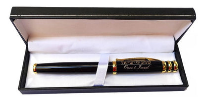 Caneta Judaica Especial Preta Shema Israel Com Estojo
