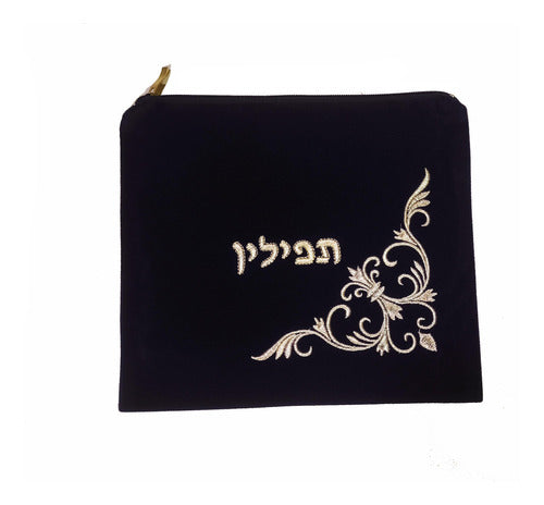 Saco/ Bolsa De Talit E Tefilin De Veludo  Bordada - Israel 5