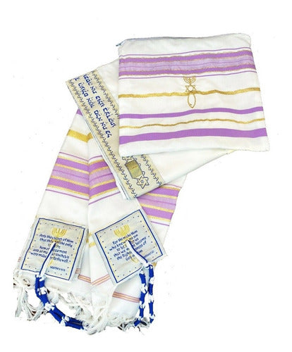 Talit Messiânico Lilas 60 X 180 Cm - Importado De Israel - Original