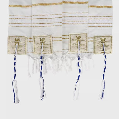 Talit Branco Com Dourado - Original De Israel