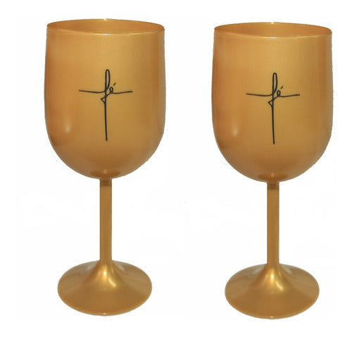 Kit 02 Taças Para Mesa De Santa Ceia Transparente Fé