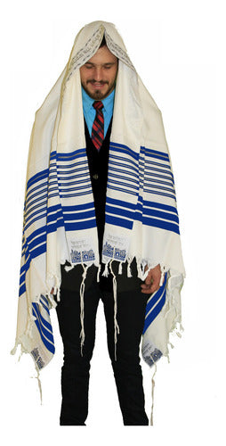 Talit Gadol Jumbo Azul 130 X 180cm- Ortodoxo - De Israel