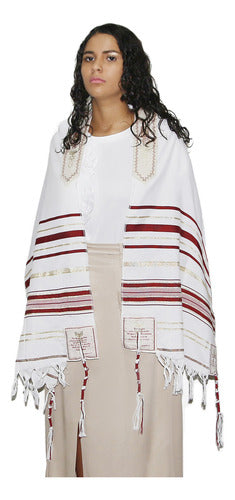 Lançamento Talit Totalmente Vermelho 55 X180 Cm - De Israel