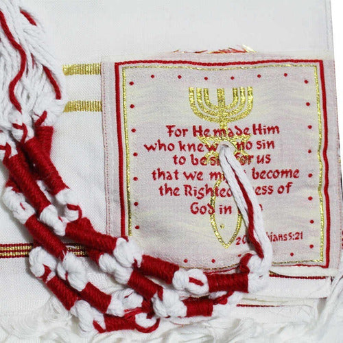 Lançamento Talit Totalmente Vermelho 55 X180 Cm - De Israel