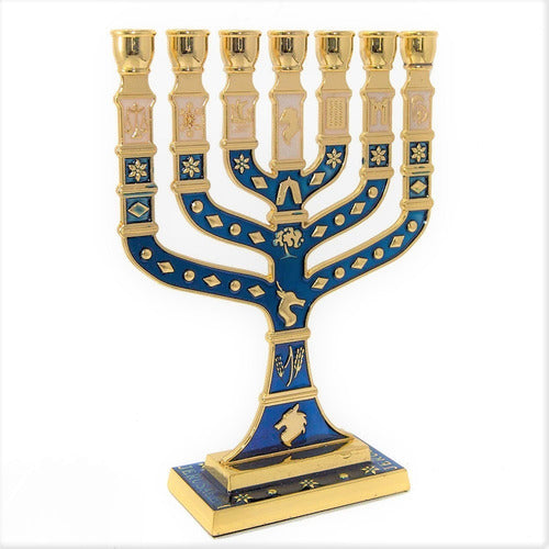 Candelabro Sete Pontas - Menora 18cm - 12 Tribos - De Israel