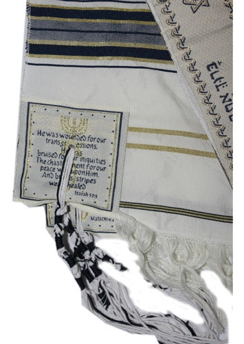 Talit Messiânico Azul + Prendedor - Original De Israel 2