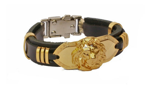 Pulseira De Couro Leão De Juda Verniz Gospel Regulável