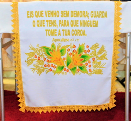 Toalha Caminho De Púlpito Decoração Para Santa Ceia Branca 4