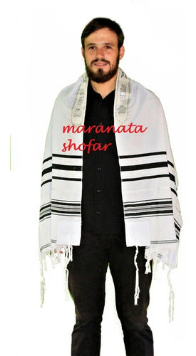 Talit Ortodoxo Preto Com Prata 60x180 Cm  - De Israel