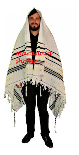 Talit Messiânico Gadol Jumbo Azul 135x180cm - De Israel