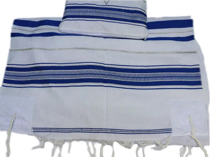 Talit Ortodoxo Azul Com Prata grande - Original - Israel