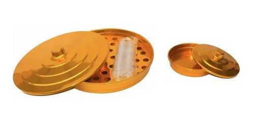 Kit Para Santa Ceia Média Com Duas Bandejas E Taças Douradas