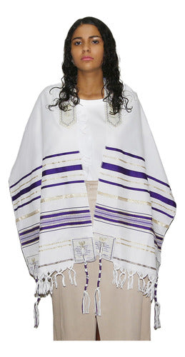 Talit  Roxo Messiânico - 55x180 Cm - Original De Israel