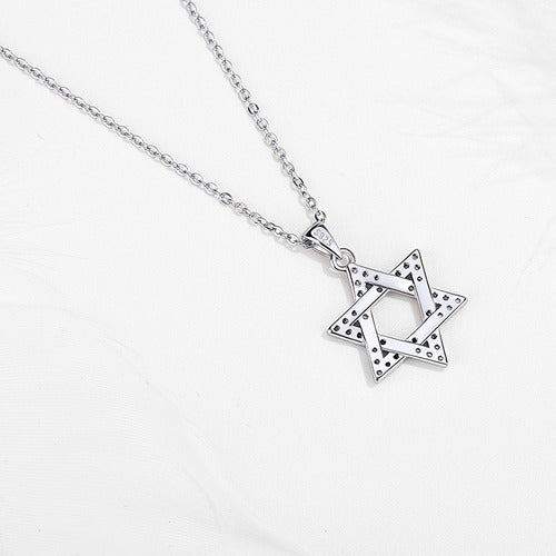 Pingente De Prata Estrela De Davi Com Pedras