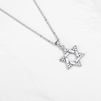 Pingente De Prata Estrela De Davi Com Pedras