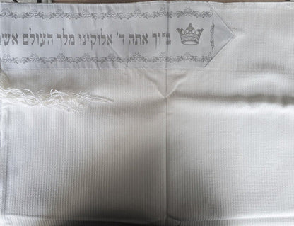Talit ortodoxo branco grande gadol  - Importado De Israel