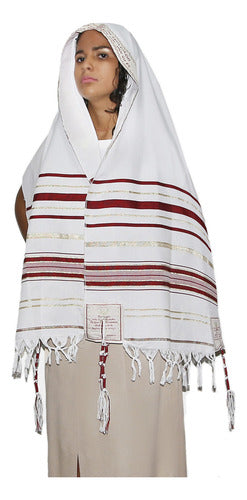 Lançamento Talit Totalmente Vermelho 55 X180 Cm - De Israel
