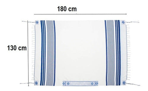 Talit Gadol Jumbo Azul 130 X 180cm- Ortodoxo - De Israel