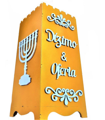 Gazofilácio Dízimos E Ofertas Igreja Em Mdf Dourado E Prata